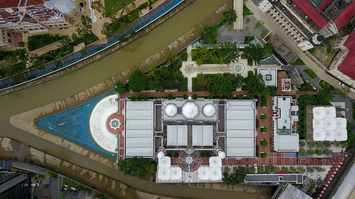 High angle view of buildings in city