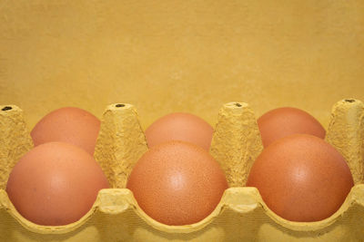 Close-up of eggs on table