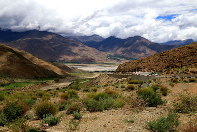 Scenic view of mountains against sky