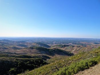 High angle view of landscape against clear sky