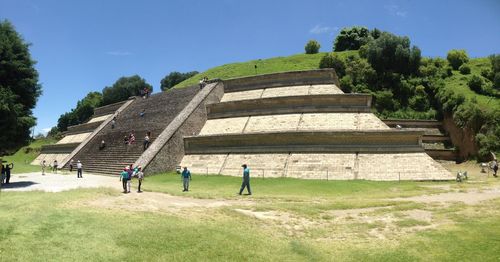 Tourists on steps