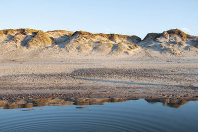 Scenic view of land against clear sky