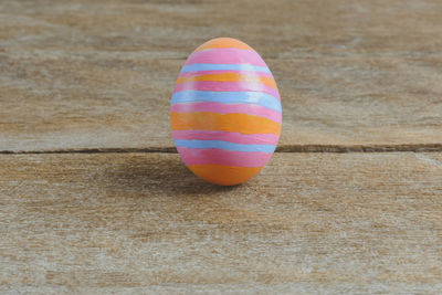 Close-up of multi colored ball on table