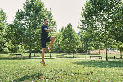 Man practicing sports in a park