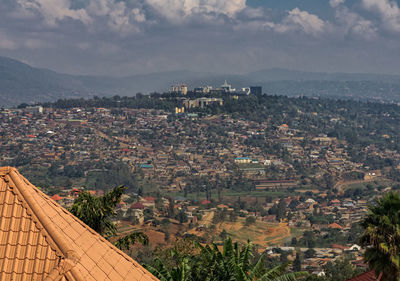 High angle view of cityscape against sky