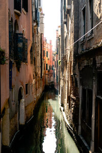 Canal amidst buildings in city against sky