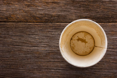 High angle view of coffee on table