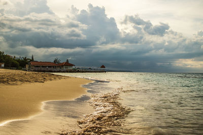 Scenic view of beach against sky