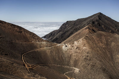 Scenic view of mountains against clear sky