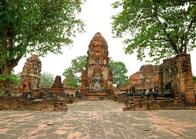 Old temple building against sky