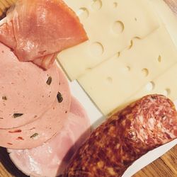 High angle view of food in plate