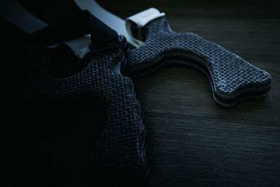 High angle view of black coffee on table