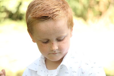 Close-up portrait of cute boy