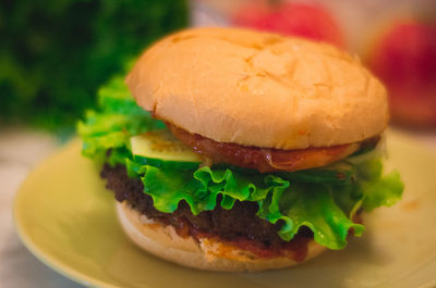 Close-up of burger