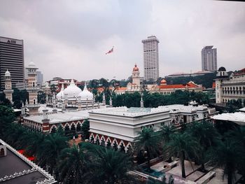 High angle view of buildings in city