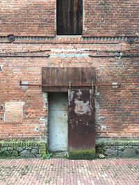 Closed door of building