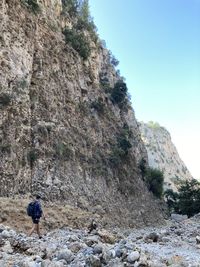 Scenic view of rocky mountains against clear sky