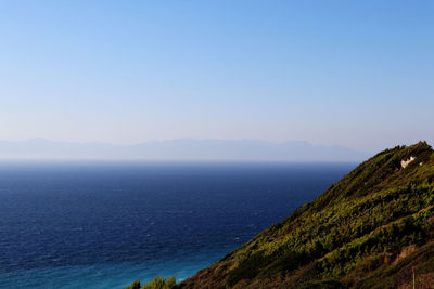 Scenic view of sea against clear sky