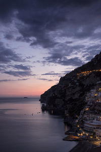 Scenic view of sea against sky at sunset