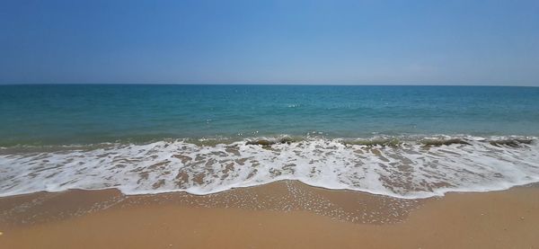 Scenic view of sea against clear sky