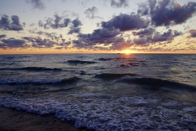 Scenic view of sunset over sea