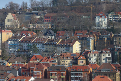 Aerial view of houses in town