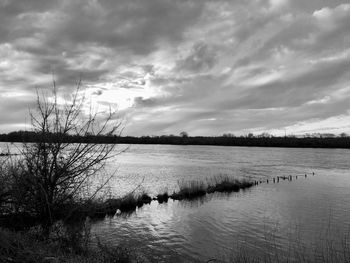 Scenic view of lake against sky