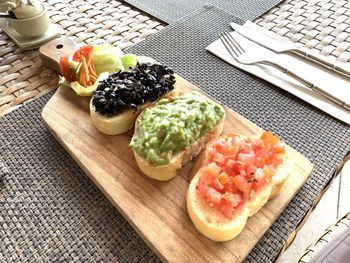 High angle view of food on table