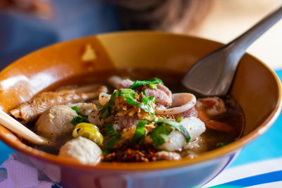 Close-up of food in bowl on table