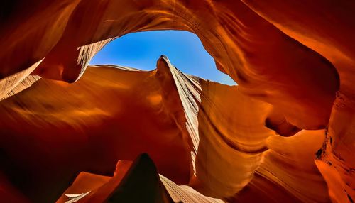 Low angle view of rock formations against sky