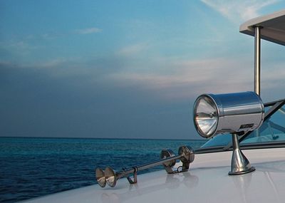 View of boat on sea against sky