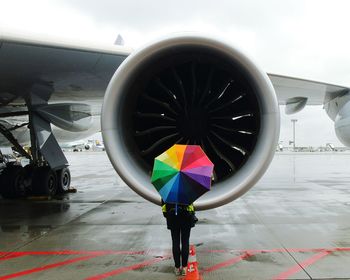 Cropped airplane with jet engine