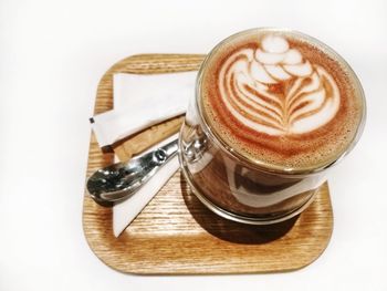 High angle view of coffee on table