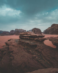 Rock formations on landscape against sky