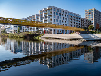 Reflection of buildings in water
