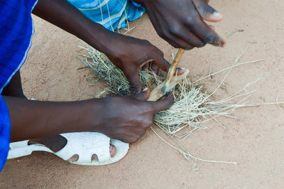 People making fire