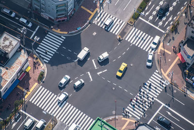 High angle view of traffic crossing road