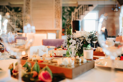 Close-up of potted plants on table at home