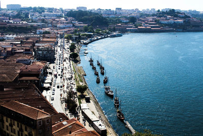 Aerial view of traffic on coastal road