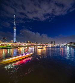 Aerial view of illuminated city buildings at night