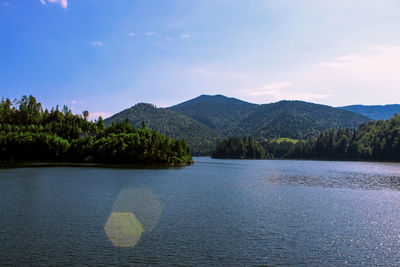 Scenic view of lake against sky