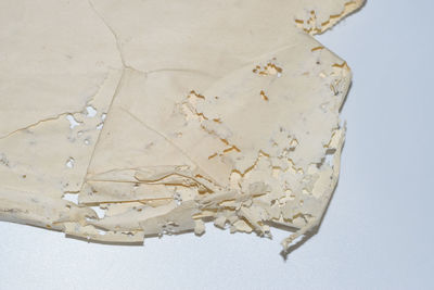 High angle view of broken glass on table