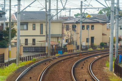 Railroad tracks by building