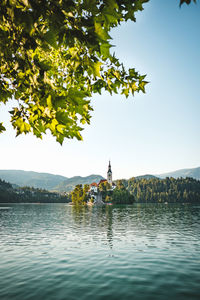 Scenic view of river against clear sky