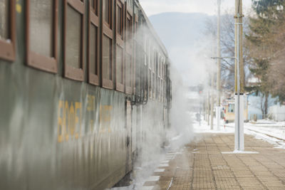 Train on street in city