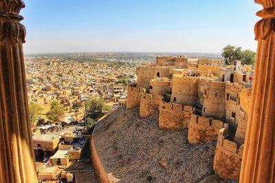 Aerial view of old town in city