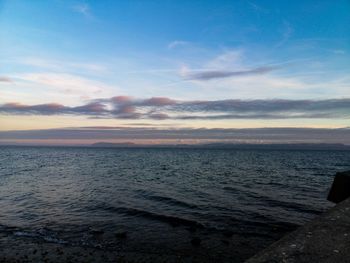 Scenic view of sea against sky at sunset