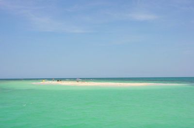 Scenic view of sea against blue sky