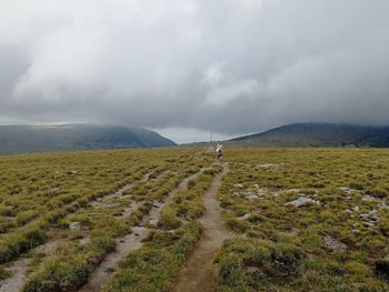 Scenic view of land against sky