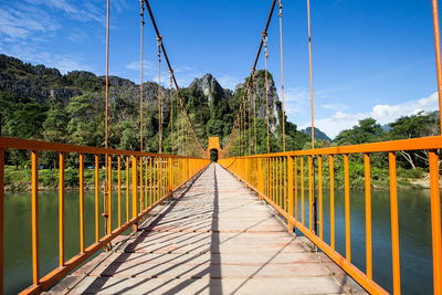 View of suspension bridge against sky